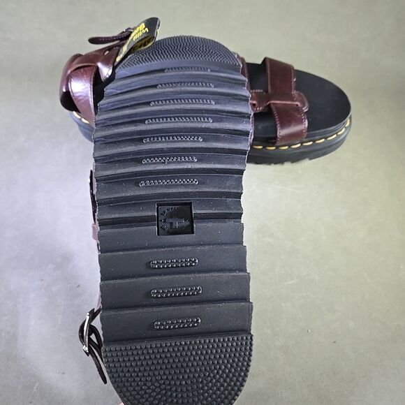 Dr. Martens Terry Brown Leather Sandals Mens US 11 Strap Loop Comfort Pull On